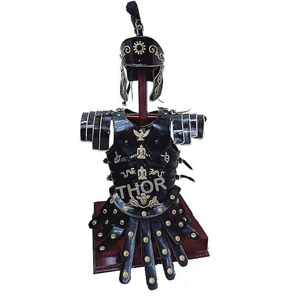 THOR INSTRUMENTS Medieval King Roman Movie Helmet Muscle Jacket Black Costume W/Shaulder Rustic Vintage Home Decor Gifts