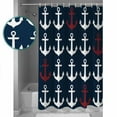 thumbnail image 4 of Nautical Ocean Shower Curtain, 60" x 72", Anchor Dark Blue Waterproof Bathroom Curtain Washable Shower Curtain Set with 12 Hooks, 4 of 6