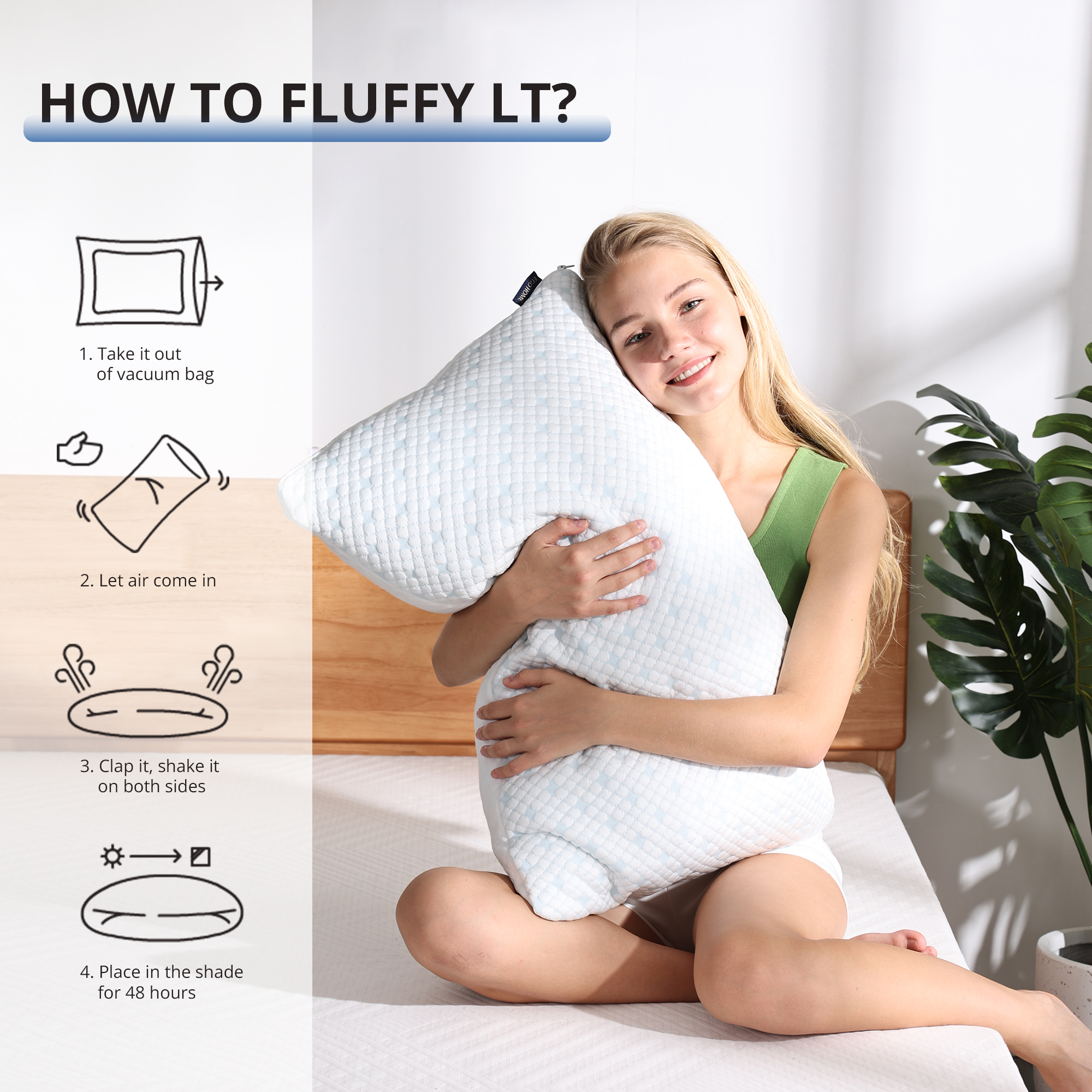 Egohome Adjustable Cooling Memory Foam Pillow 2-Pack photo 3