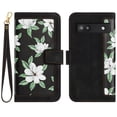 thumbnail image 3 of Allytech for Google Pixel 6A Wallet Case, Premium PU Leather Cards Slots Shoulder Strap Hand Wrist Fashion Floral Pattern Wallet Phone Case for Google Pixel 6A - Black, 3 of 14