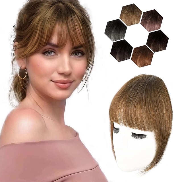 Flequillo con clip para mujeres Extensiones de cabello 100% humano Flequillo francés Flequillo plano y limpio Flequillo con patillas Postizos Clip en flequillo curvo para uso diari