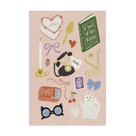 Stupell Industries Shabby Chic Vintage Cat Lover Trinkets Canvas Art, 16 x 24, by Amanda Houston