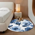 thumbnail image 2 of Spring Floral Round Area&nbsp;Rug 4ft Watercolor Gradient Blue Leaves Flower Rustic Farmhouse Non-Slip&nbsp;Washable Circle Rugs Soft Felt Indoor Floor Mat for Bedroom Kitchen Living Room Bathroom, 2 of 9