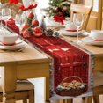 thumbnail image 2 of Christmas Table Runner Christmas Dogs in The Basket Table Runners Holly Berry Red Door Cotton Linen Dresser Scarf Kitchen Dining Table Decor for Christmas Holiday Party Decor 13x36 Inch, 2 of 9