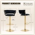 thumbnail image 3 of MOONMISS Bar Stools Set of 2, Adjustable Swivel Barstools, Velvet Counter Height Bar Chair with Back and Footrest for Kitchen Island Dining Room Café Pub,Black, 3 of 5