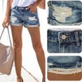 thumbnail image 1 of Pantalones cortos de mezclilla para mujer Pantalones cortos casuales Pantalones cortos de jeans rasgados de cintura alta (M) Ehuebsd Para estrenar, 1 of 7