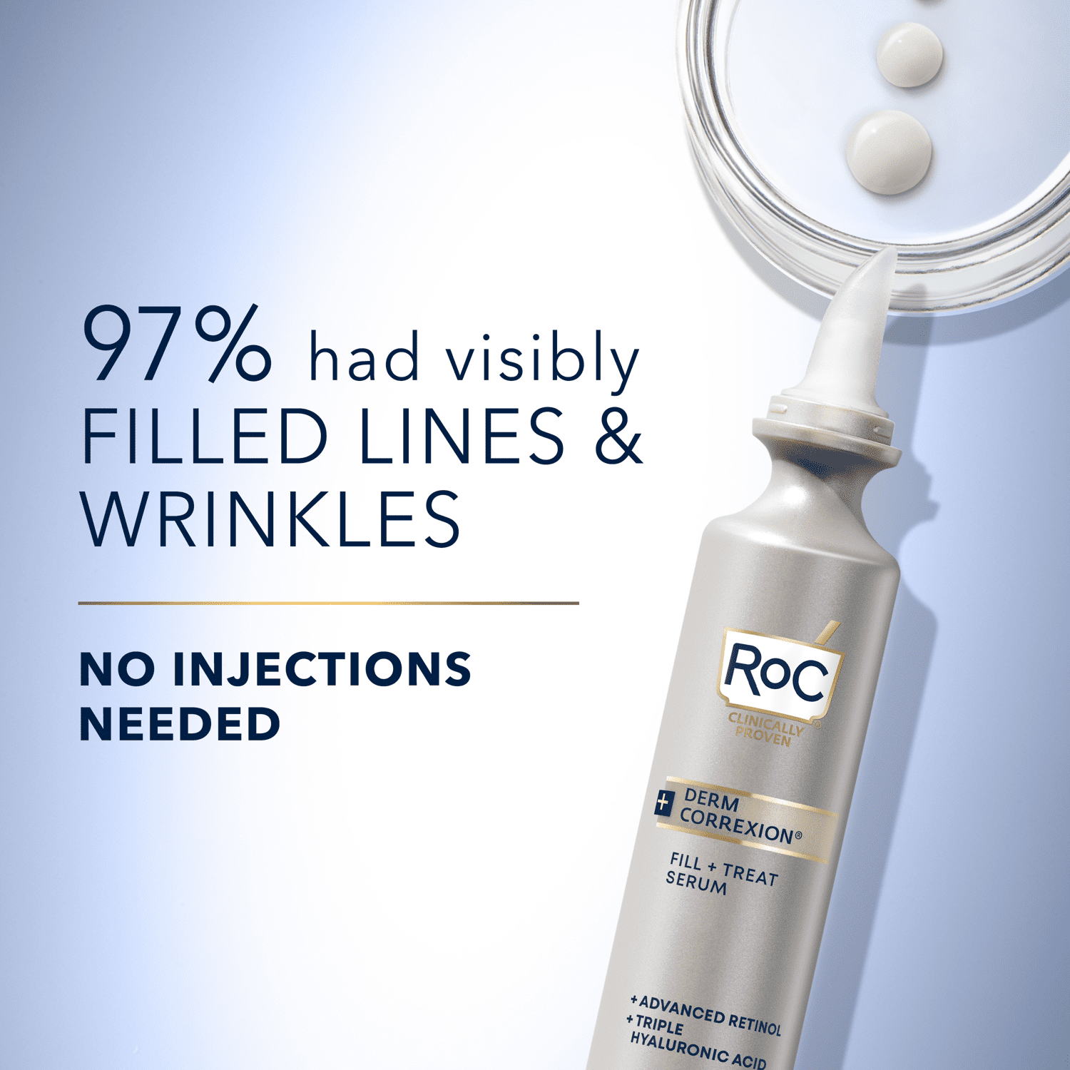 RoC Derm Correxion Fill and Treat Face Serum Refill with Retinol and Hyaluronic Acid, 0.34 fl oz