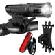 thumbnail image 1 of Juego de luces para bicicleta recargables USB ultrabrillantes, potente faro delantero y luz trasera para bicicleta, 4 modos de luz, fácil de instalar para hombres, mujeres y niños, 1 of 5