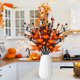 thumbnail image 4 of Decoración de Halloween, púas de flores de Halloween, centro de mesa para el hogar, bayas artificiales, calabaza, arreglo floral, decoración, 4 piezas, 4 of 6