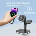 thumbnail image 2 of Estación de carga inalámbrica EXW para cargador Magsafe, compatible con varios dispositivos, compatible con iPhone 15/14/13/12, Apple Watch 1-9, Pro, con LED y adaptador (negro), 2 of 8