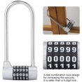 thumbnail image 2 of Digit Combination Alloy Padlock, U-Shaped Security Code Lock, Extra Long Cabinet Door Lock, Resettable Combination Lock, Gym Locker, School Locker (Silver), 2 of 5