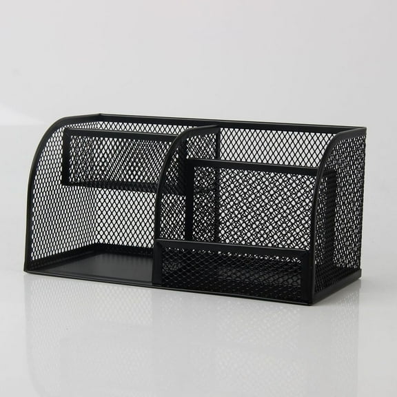 LEORX Multi Function Black Metal Pen Holder for Office Table Organization