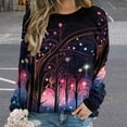 thumbnail image 2 of Simple Golden Ripple Womens Casual Crewneck Sweatshirt Long Sleeve Tops Cute Pullover Loose Fit, 2 of 7