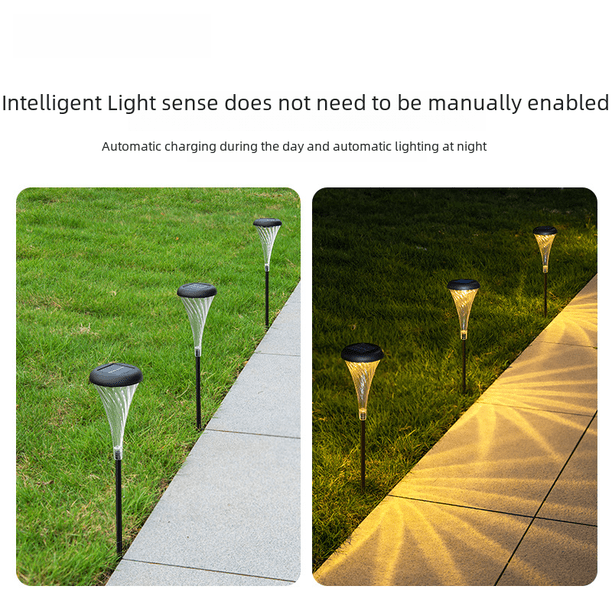 Lámpara solar para exteriores, lámpara de pie decorativa con forma de trompeta y flores, para jardín, villa, césped, patio, impermeable