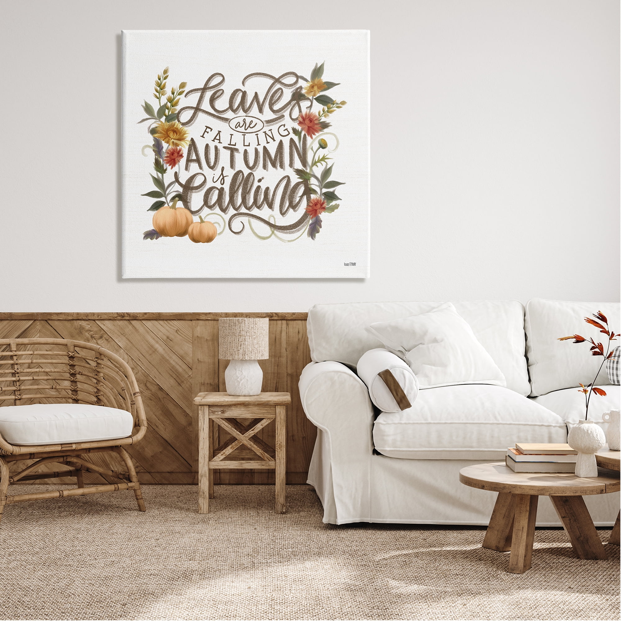 Stupell Industries Autumn is Calling Phrase Inspirational Painting Gallery Wrapped Canvas Print Wall Art, 36 x 36