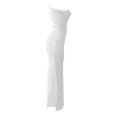 thumbnail image 3 of Txlixc Vestidos Largos para Mujer, Adulto Color Sólido Sin Mangas Un Hombro Plisado Abertura Lateral Slim Fit Vestido Femenino Txlixc Moda, 3 of 5