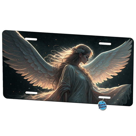 Beautiful Angel On Dark Background Metal Novelty License Plate