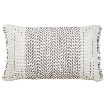 Saro Lifestyle 1229.GY1423BD 14 x 23 in. Kantha Stitch Down Filled Throw Pillow, Gray