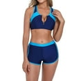 thumbnail image 4 of Efsteb Trendy Bikini Sets for Women Women Two Piece Sports Bikini Athletic Swimsuits Color Block Bathing Suits with Shorts (Sky Blue,M), 4 of 7