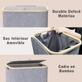 thumbnail image 4 of Foldable Tall Laundry Basket, Eco-Friendly Bamboo Rim, Durable 600D Fabric Laundry Container for Easy Storage, Removable Liner Bag for Bedroom, Dorm (100 Liter Capacity), 4 of 5