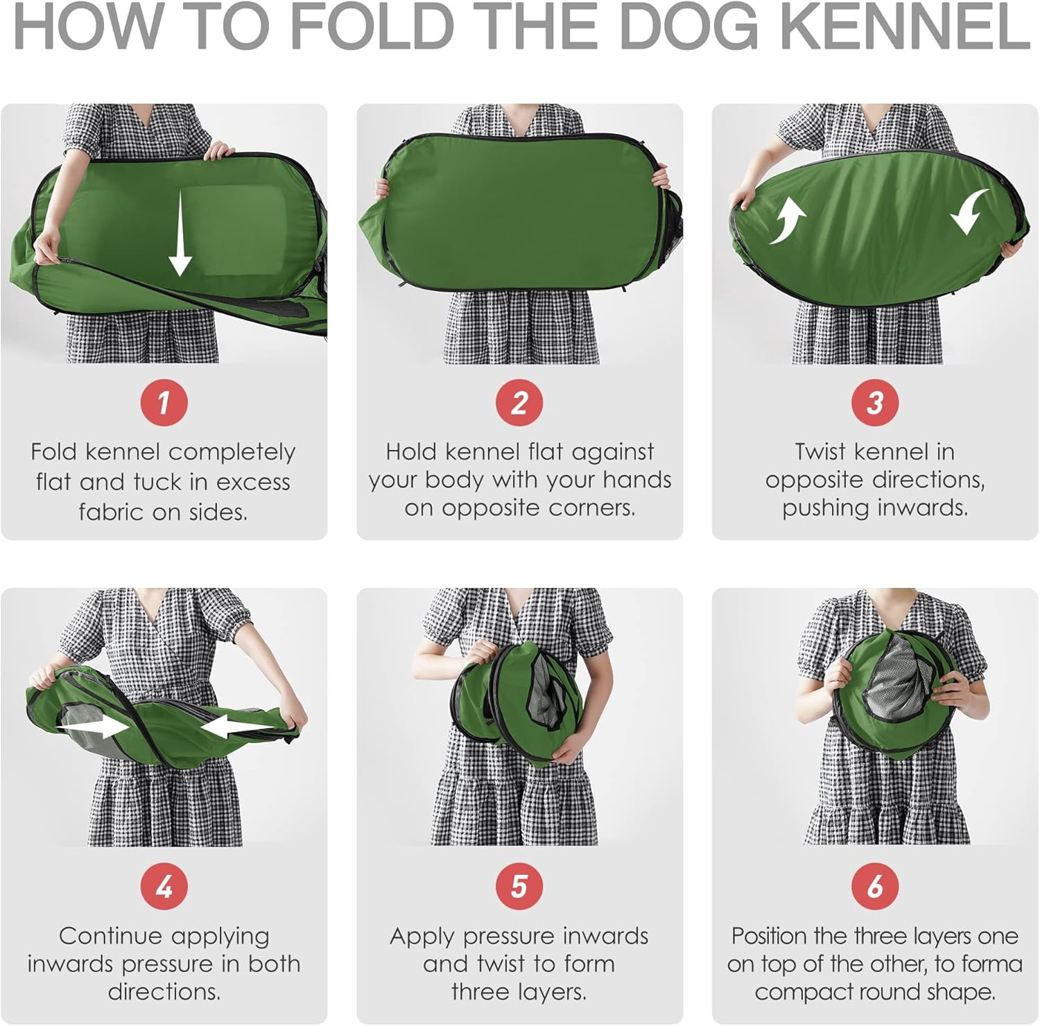 Portable Pet Kennel for Dogs & Cats, Green 36in Large, Collapsible Car  Bed