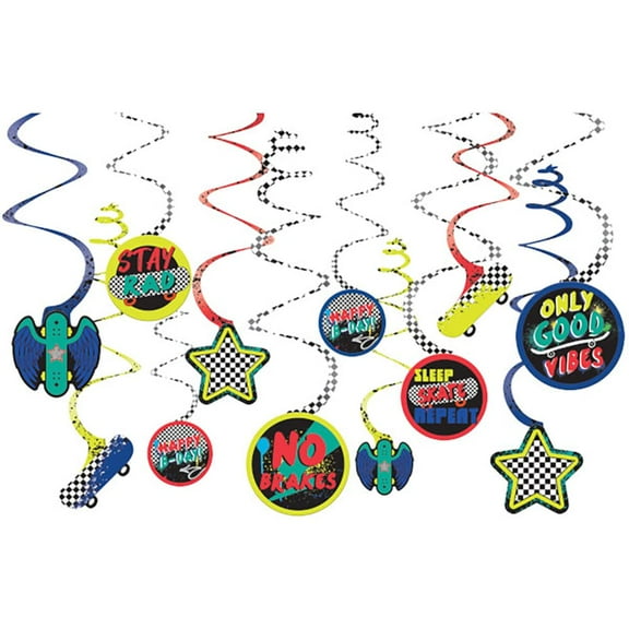 Amscan 671173 Skater Party Spiral Decoration Value Pack