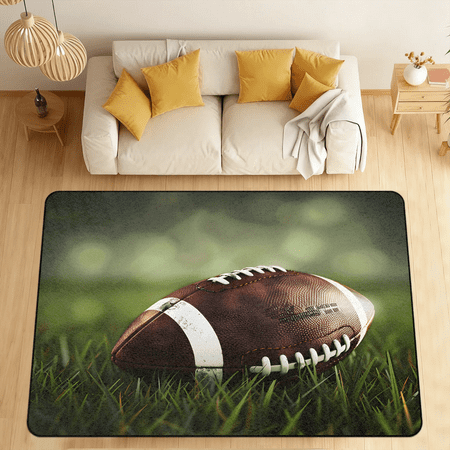 CURLYOOT American Football Ball Area Rugs 5 x7 Washable Rug Large Living Room Rug Non Slip Rugby Indoor Floor Carpet for Dining Room Bedroom Home