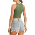 thumbnail image 3 of Workout Crop Tops for Women Cropped Racerback Halter Neck Shirts Sleeveless Yoga Tops Olive S, 3 of 5
