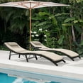 Devoko 3 Pieces Patio Lounge Chaise Chair Set Outdoor PE Rattan Folding