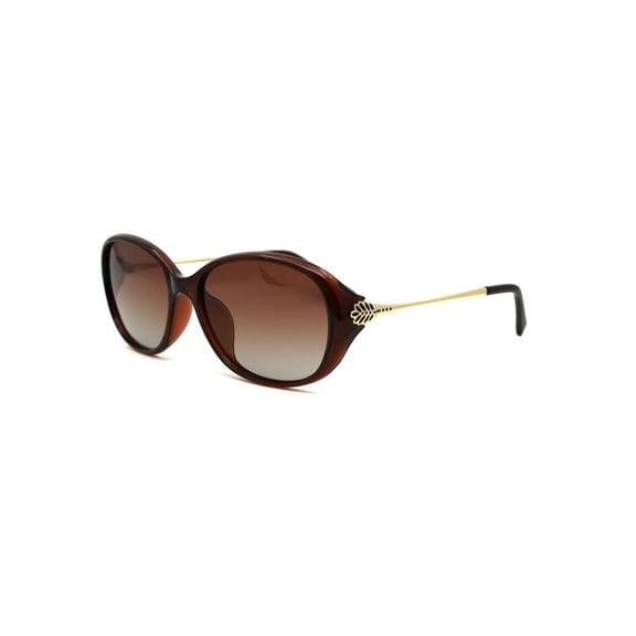 Womens CR39 Polarized Lens Oval Foliage Leaf Hinge Sunglasses All Brown