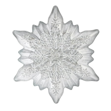 Season to Sparkle Bowl Glass Snowflake Shaped Dish, 6.75"