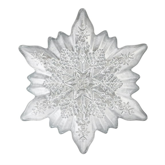 Season to Sparkle Bowl Glass Snowflake Shaped Dish, 6.75"