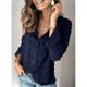 thumbnail image 5 of Blusa De Manga Larga Para Mujer, Camisas Con Botones Para Mujer, Lavable A Máquina, Transpirable, Con Solapa Elegante Para Citas Para El Trabajo Higoodz Otros, 5 of 6