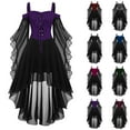thumbnail image 1 of Meichang Costumes d'Halloween pour Femmes Robes Gothiques à Épaules Dénudées Robe de Cocktail Robe Vintage en Chiffon Cosplay Médiéval Renaissance Dresses, 1 of 4