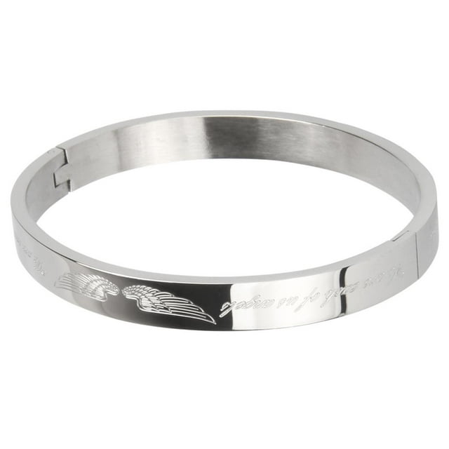 Brazalete Unisex Salvador Acero Inoxidable Grabado Inspirador Plata 18cm