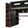 thumbnail image 6 of Full Size Wood Loft Bed with Desk, Wardrobe, Ample Storage Space, and RGB Light, Red, 6 of 9