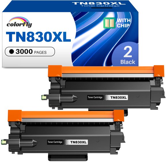 Cartucho de tóner colorfly TN830XL negro, paquete de 2