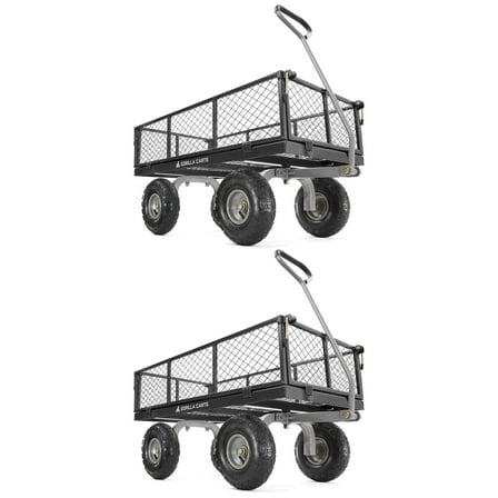 Gorilla Carts 2-Pack Steel Utility Cart with Removable Side Panels, 800 lb Capacity, Black