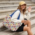 thumbnail image 4 of Pzuqiu Colorful Flower Large Capacity Quilted Tote Bag for Women Blue Diamond Puffer Shoulder Handbag, Lightweight Laptop Tote for Work, Travel, Shopping, College, Everyday Use, 4 of 7