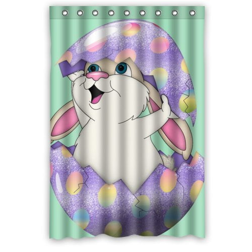 HelloDecor Easter rabbit egg Shower Curtain Polyester Fabric Bathroom