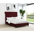 thumbnail image 2 of Coaster Devon Tufted Upholstered Fabric Full Panel Bed in Wine Red, 2 of 10