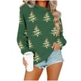 thumbnail image 6 of Lorytime Crew Neck Sweatshirts Women Christmas Tree Print Shirt Long Sleeve Pullover Drop Shoulder Tops for Holiday, 6 of 7