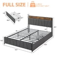 thumbnail image 3 of Full/Queen/King Size Bed Frame with 2 Storage Drawers, Linen Upholstered Platform Bed Frame with Storage Headboard and Charging Station, Heavy Duty, Easy to Assemble, No Box Spring Needed, Grey, 3 of 9