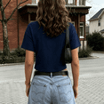 thumbnail image 6 of Dwellite Workout Crop Tops Oversized Tshirts for Women Drop Shoulder Crewneck Short Sleeve Shirts 2026 Navy L, 6 of 7
