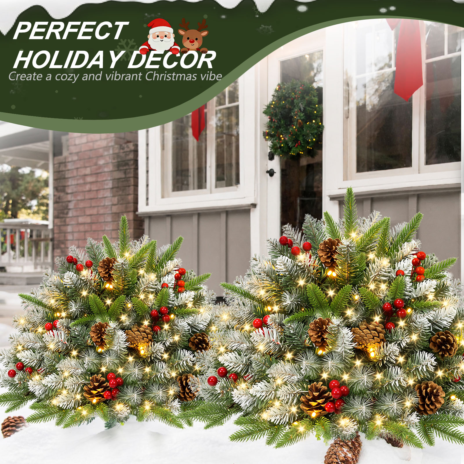 Yexmas 24-Inch Pre-Lit Small Christmas Trees, Set of 2 photo 6