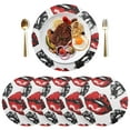 thumbnail image 5 of Ryvnso Red Lip Round Plate Mats Dining Table Placemat Set of 4 for Holiday Decoration, 5 of 7
