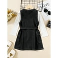 thumbnail image 4 of Mikrdoo 2Pcs Baby Toddler Girls Overalls Dress Set Rib Solid Color Long Sleeve Tops Denim Belt Sleeveless Skirt Dress 18M-6T Kids Casual Outfits, 4 of 9