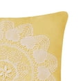 thumbnail image 2 of Linen Yellow Traditional Linen Applique Lace Accent Throw Pillow, 16" x 16", 2 of 4