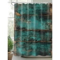 thumbnail image 2 of Fsddascl Teal Brown Wood Print Shower Curtain Set - 48" x 72" Washable Bathtub Curtain with 12 Hooks, Simple Vintage Plank Waterproof Fabric Stall Shower Curtains for Bathroom/Bathtub Décor, 2 of 6