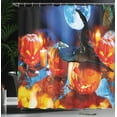 thumbnail image 4 of Ambesonne Halloween Shower Curtain, Scary Pumpkin and Candles, 69"Wx84"L, Burnt Orange and Night Blue, 4 of 5